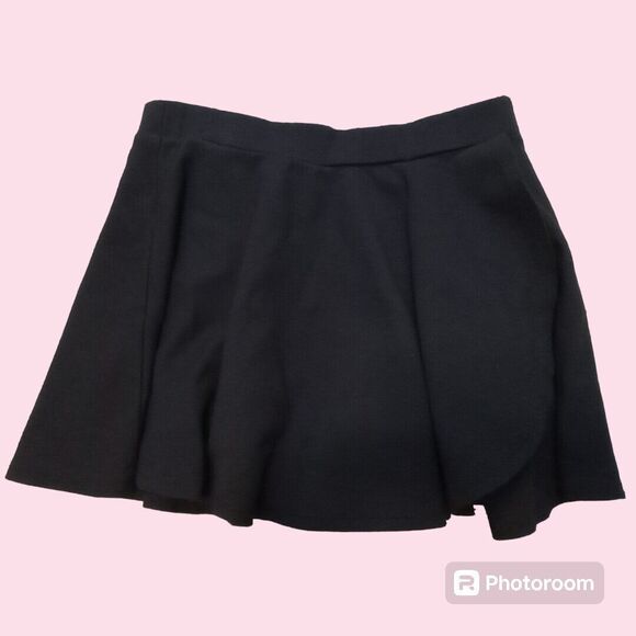 CHOCOLATE Black Flare Mini Circle Skirt School Girl Ballet core Stretch Sz Large - Picture 1 of 8
